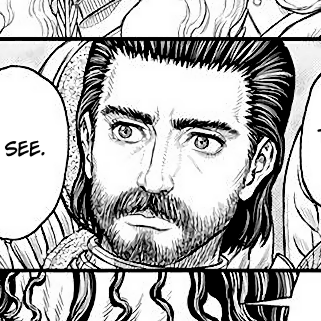 Aesthetic anime & manga PFP for discord, Berserk, Dawn of an Empire - 358, Page 13, Chapter 358. 1:1 square ratio. Aesthetic pfps dark, color & black and white.