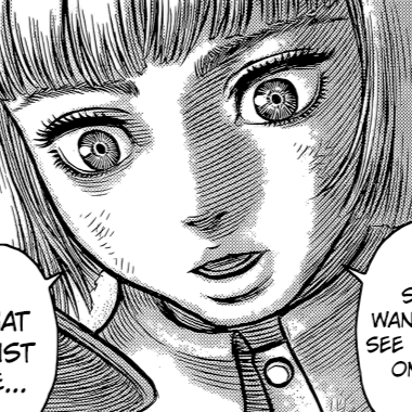 Aesthetic anime & manga PFP for discord, Berserk, Memory Fragments - 350, Page 6, Chapter 350. 1:1 square ratio. Aesthetic pfps dark, color & black and white.