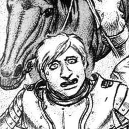 Aesthetic anime & manga PFP for discord, Berserk, Advent - 75, Page 4, Chapter 75. 1:1 square ratio. Aesthetic pfps dark, color & black and white.