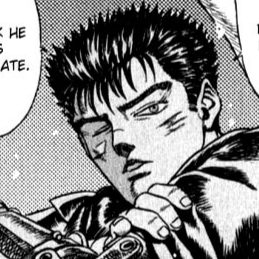 Aesthetic anime & manga PFP for discord, Berserk, The Brand - 0.02, Page 6, Chapter 0.02. 1:1 square ratio. Aesthetic pfps dark, color & black and white.