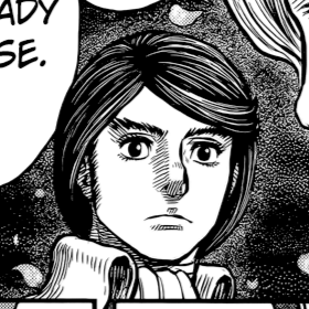 Aesthetic anime & manga PFP for discord, Berserk, Passage of Dreams - 349, Page 5, Chapter 349. 1:1 square ratio. Aesthetic pfps dark, color & black and white.