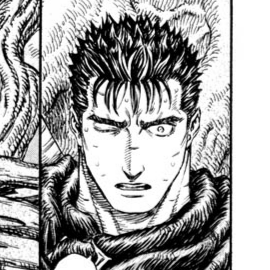 Aesthetic anime & manga PFP for discord, Berserk, Scattered Time - 189, Page 7, Chapter 189. 1:1 square ratio. Aesthetic pfps dark, color & black and white.