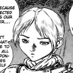 Aesthetic anime & manga PFP for discord, Berserk, The Fugitives - 42, Page 2, Chapter 42. 1:1 square ratio. Aesthetic pfps dark, color & black and white.