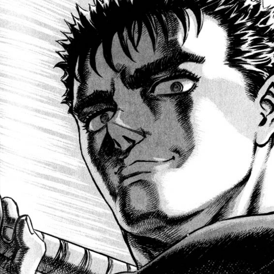 Aesthetic anime & manga PFP for discord, Berserk, The Fugitives - 42, Page 10, Chapter 42. 1:1 square ratio. Aesthetic pfps dark, color & black and white.