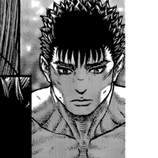 Aesthetic anime & manga PFP for discord, Berserk, Memory Fragments - 350, Page 4, Chapter 350. 1:1 square ratio. Aesthetic pfps dark, color & black and white.