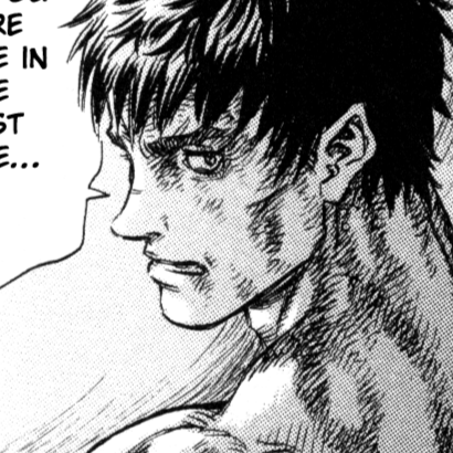 Aesthetic anime & manga PFP for discord, Berserk, Companions - 221, Page 5, Chapter 221. 1:1 square ratio. Aesthetic pfps dark, color & black and white.