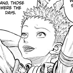 Aesthetic anime & manga PFP for discord, Berserk, A Wall - 359, Page 5, Chapter 359. 1:1 square ratio. Aesthetic pfps dark, color & black and white.