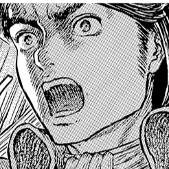 Aesthetic anime & manga PFP for discord, Berserk, A Fading Torch in a Pitch Black Night - 371, Page 3, Chapter 371. 1:1 square ratio. Aesthetic pfps dark, color & black and white.