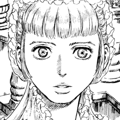 Aesthetic anime & manga PFP for discord, Berserk, In the Garden - 252, Page 8, Chapter 252. 1:1 square ratio. Aesthetic pfps dark, color & black and white.