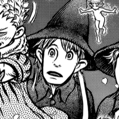 Aesthetic anime & manga PFP for discord, Berserk, Passage of Dreams - 349, Page 1, Chapter 349. 1:1 square ratio. Aesthetic pfps dark, color & black and white.