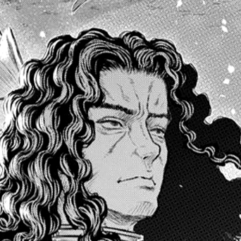 Aesthetic anime & manga PFP for discord, Berserk, A Dying Light in the Oppressive Dark Night - 371, Page 5, Chapter 371. 1:1 square ratio. Aesthetic pfps dark, color & black and white.
