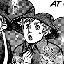 Aesthetic anime & manga PFP for discord, Berserk, Passage of Dreams - 349, Page 2, Chapter 349. 1:1 square ratio. Aesthetic pfps dark, color & black and white.