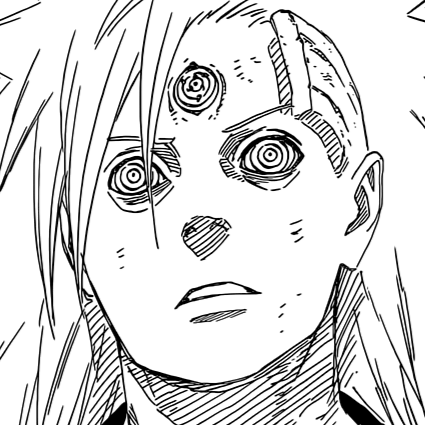 Aesthetic anime/manga PFP for discord, Naruto, My Will - 678, Page 8, Chapter 678. 1:1 square ratio. Aesthetic pfps dark, black and white.