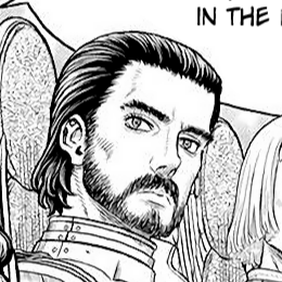 Aesthetic anime & manga PFP for discord, Berserk, Dawn of an Empire - 358, Page 3, Chapter 358. 1:1 square ratio. Aesthetic pfps dark, color & black and white.