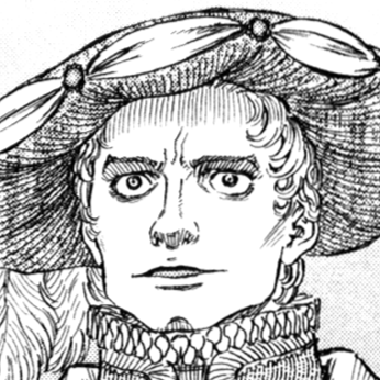 Aesthetic anime & manga PFP for discord, Berserk, In the Garden - 252, Page 4, Chapter 252. 1:1 square ratio. Aesthetic pfps dark, color & black and white.