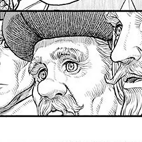 Aesthetic anime & manga PFP for discord, Berserk, Dawn of an Empire - 358, Page 11, Chapter 358. 1:1 square ratio. Aesthetic pfps dark, color & black and white.