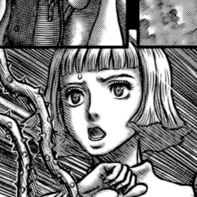 Aesthetic anime & manga PFP for discord, Berserk, Gloomy Wastes - 348, Page 11, Chapter 348. 1:1 square ratio. Aesthetic pfps dark, color & black and white.