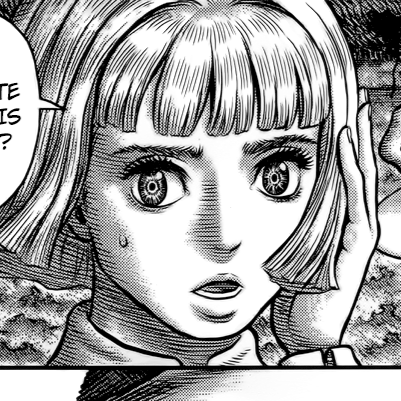 Aesthetic anime & manga PFP for discord, Berserk, Gloomy Wastes - 348, Page 7, Chapter 348. 1:1 square ratio. Aesthetic pfps dark, color & black and white.