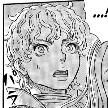 Aesthetic anime & manga PFP for discord, Berserk, A Fading Torch in a Pitch Black Night - 371, Page 8, Chapter 371. 1:1 square ratio. Aesthetic pfps dark, color & black and white.