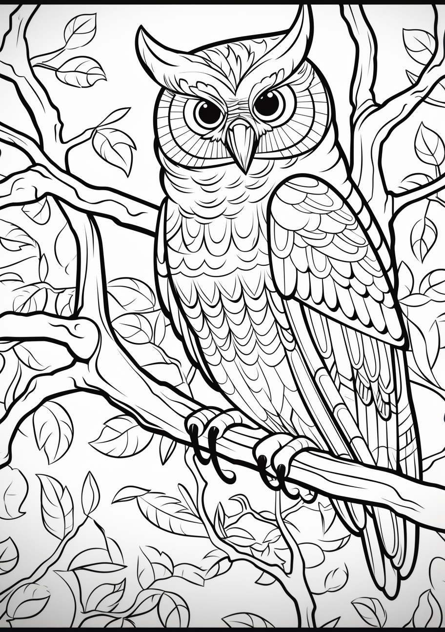 A detailed illustration of an owl perched on a tree branch, Halloween style; complex patterns. phone art wallpaper