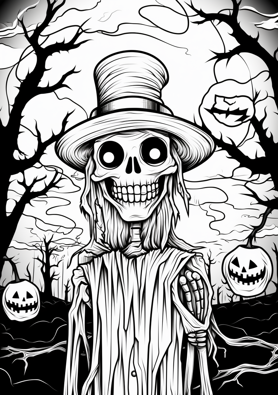 Phantom Halloween moonlight with hovering spirits, looming castle, and graveyard; bold, simple lines.printable coloring page, black and white, free download