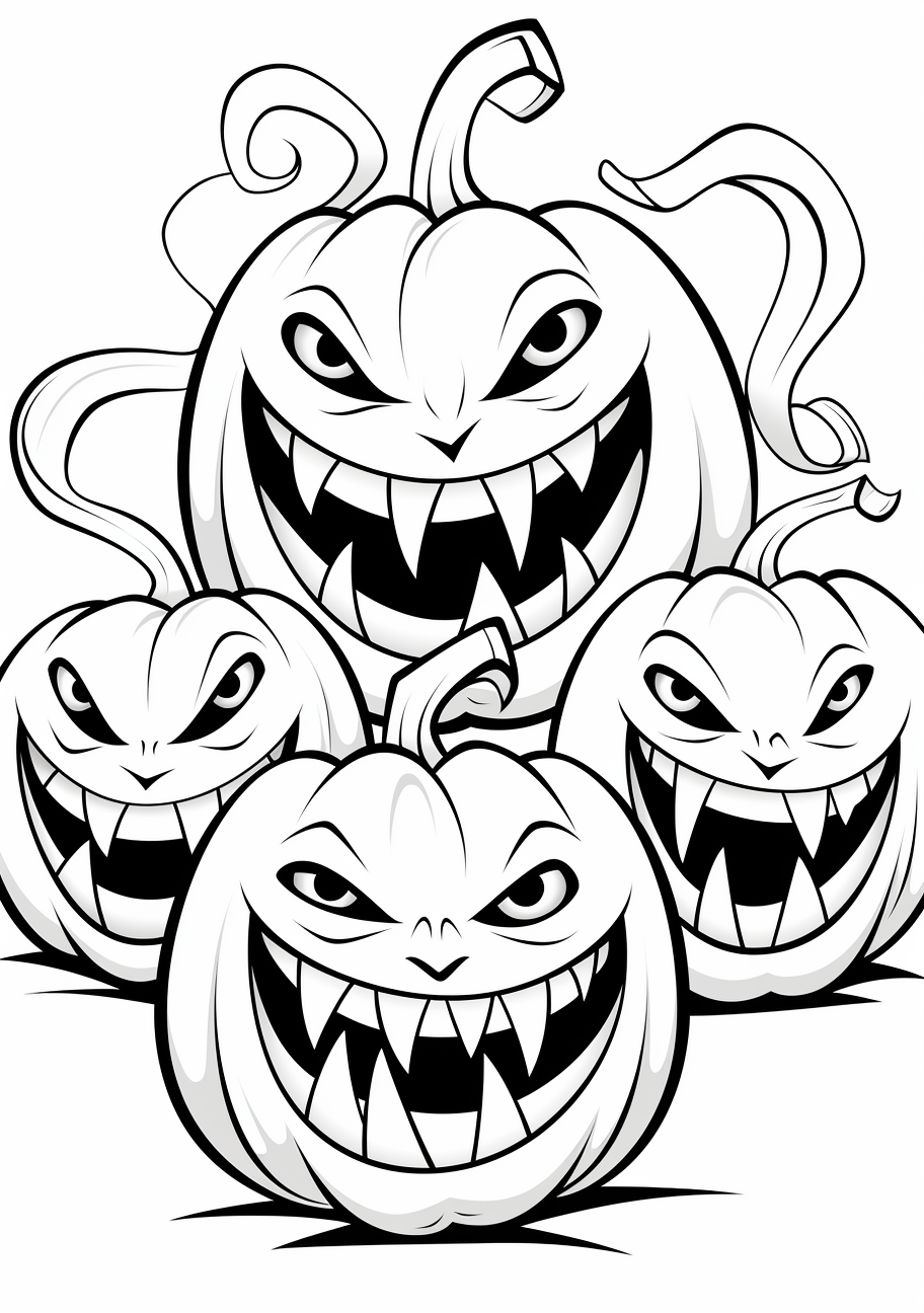 Three Halloween pumpkins with evil grin; bold outlines and clear shapes. phone art wallpaper