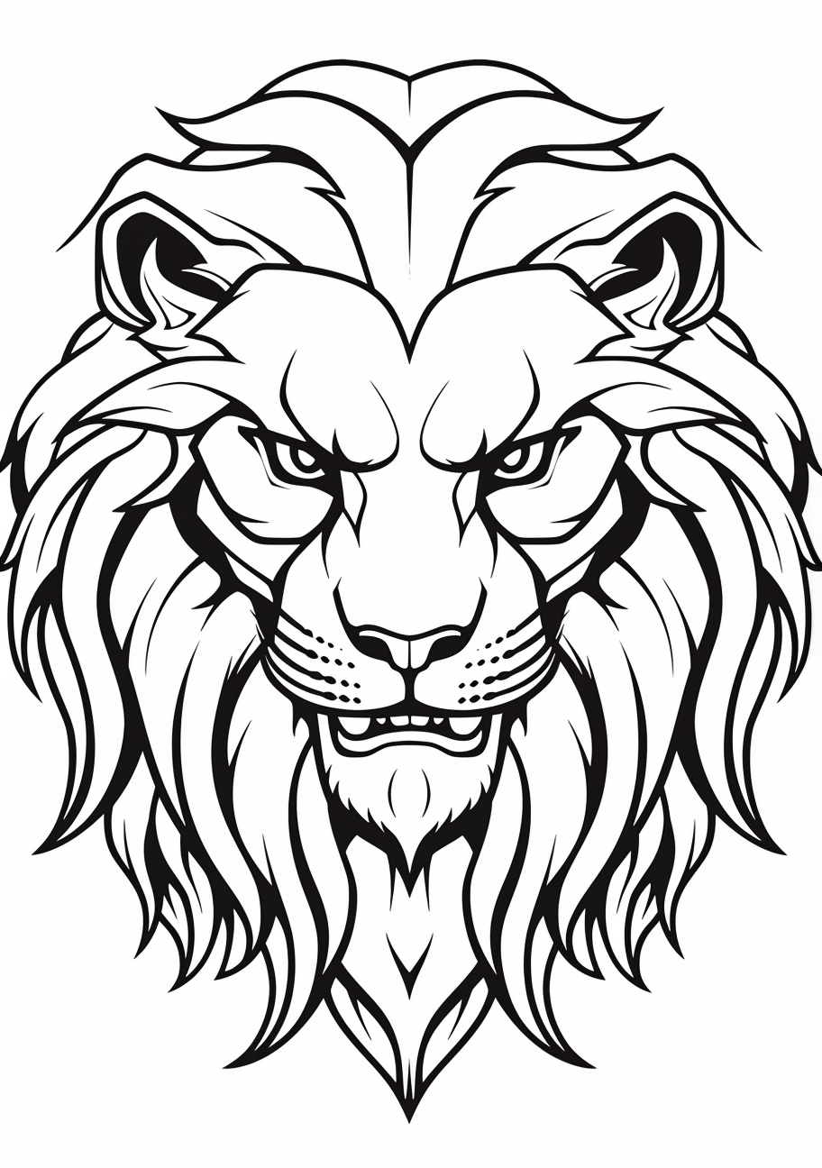 Anime-style lion drawing with rich details in its mane and intense eyes.