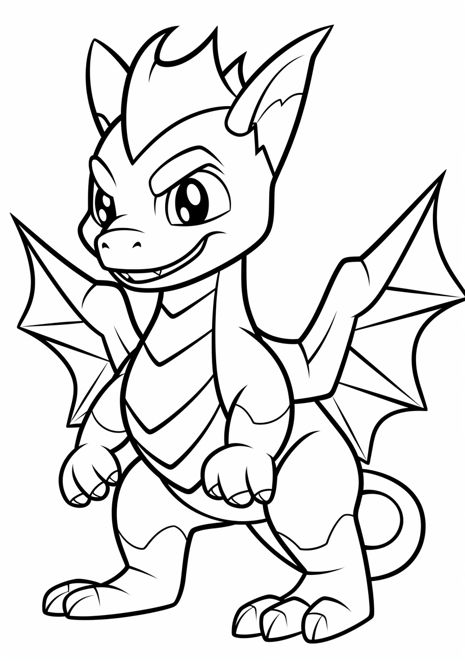 A well-loved starter pokemon depicted in its renowned posture; clean outlines and unpretentious details. printable coloring page, black and white, free download