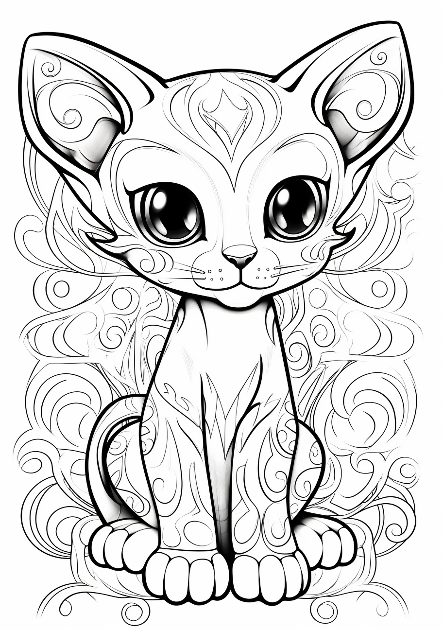 The elusive Pokemon Mew drawn with clean lines and detailed shading. printable coloring page, black and white, free download
