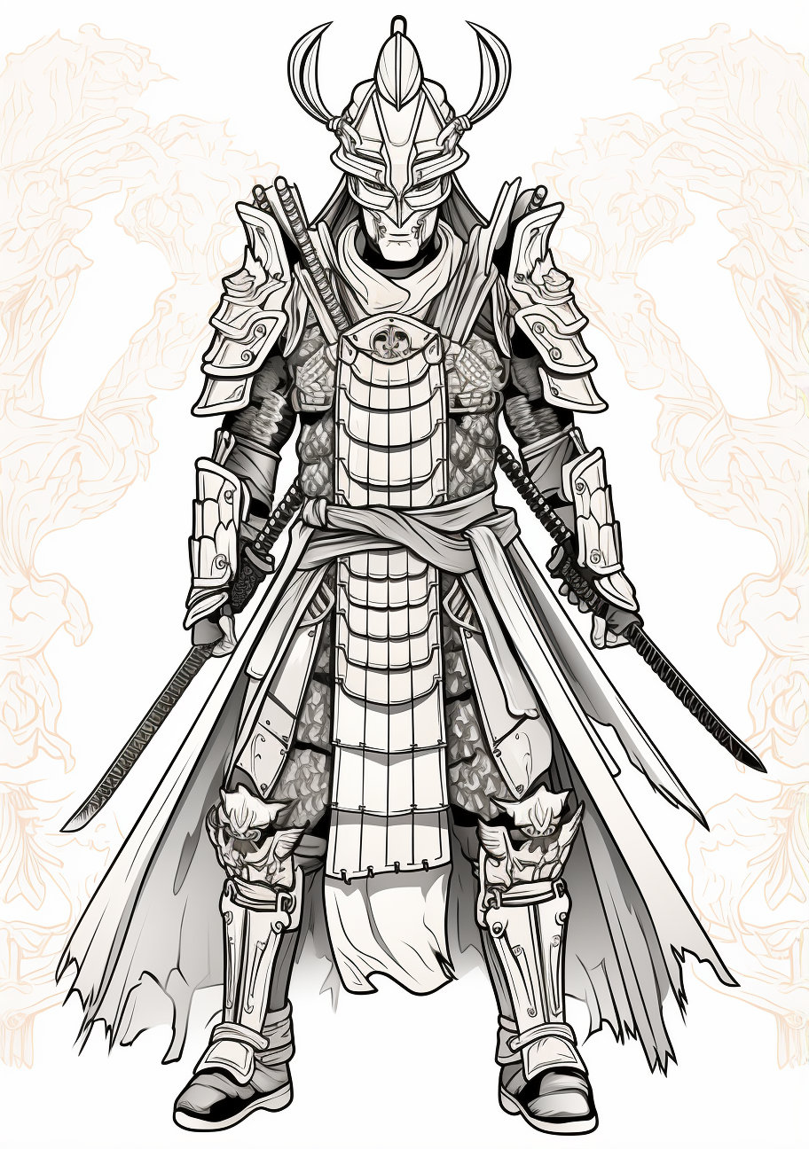 Dynamic pose of an anime samurai with katana drawn; detailed costume and clean lines.