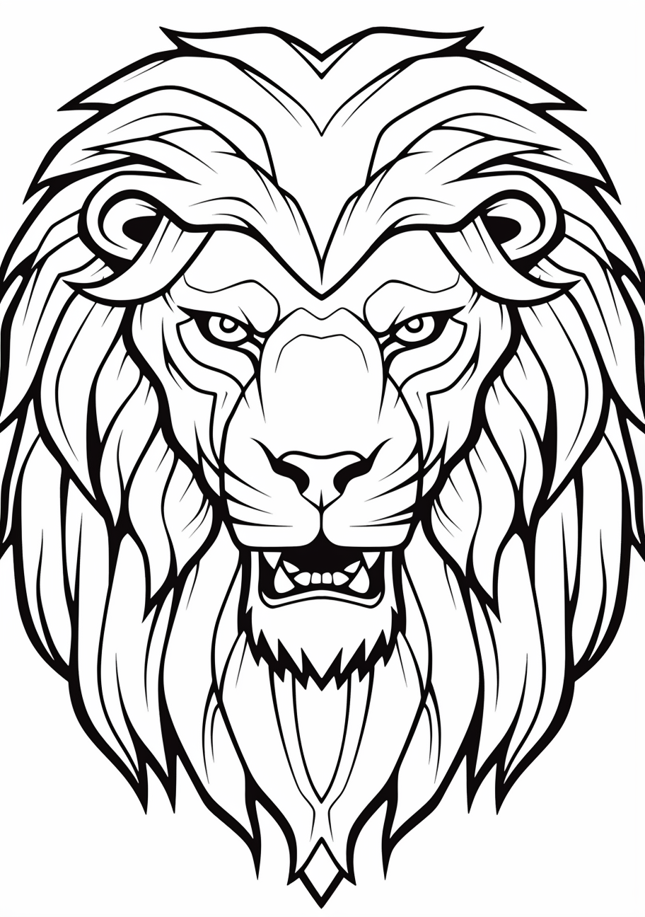 A lion represented in anime style, featuring detailed mane and expressive eyes.