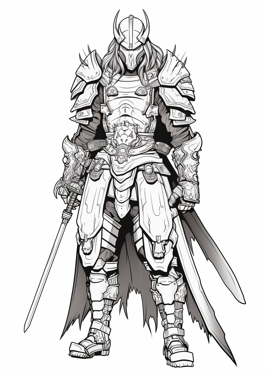 Anime-inspired samurai warrior with intricate armor details; bold, distinct lines.
