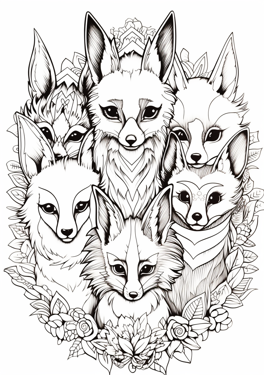 Features a line-up of all the Eevee evolutions; detailed shading and bold outlines. printable coloring page, black and white, free download