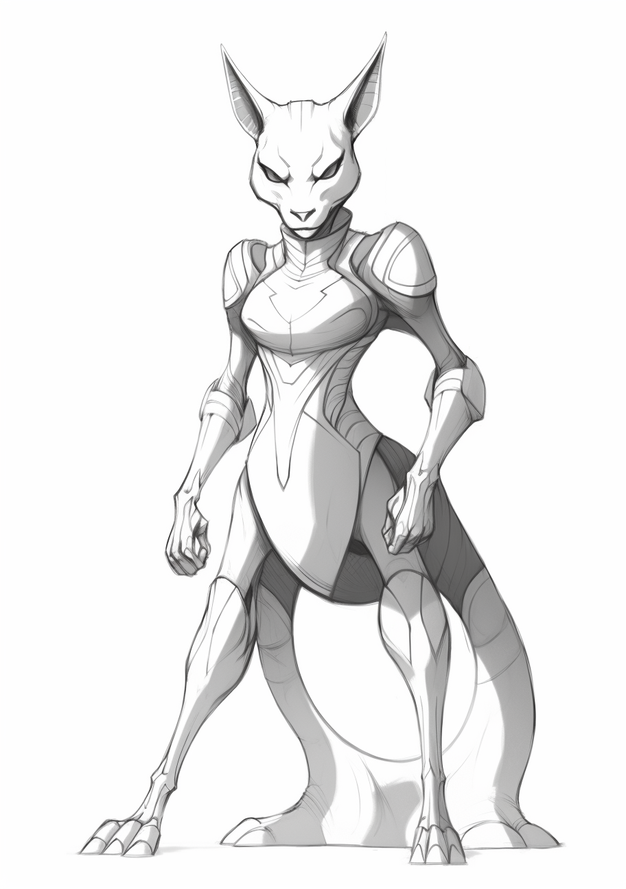 Mewtwo in a fighting stance; distinguished lines with powerful details. printable coloring page, black and white, free download