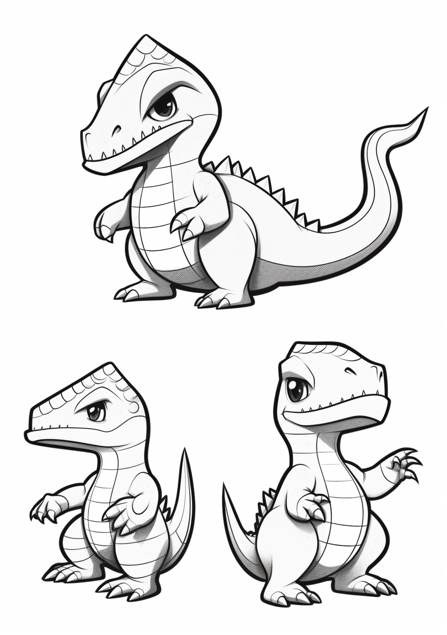 Displaying Charmander's growth into Charmeleon and then Charizard; bold, detailed outlines. printable coloring page, black and white, free download