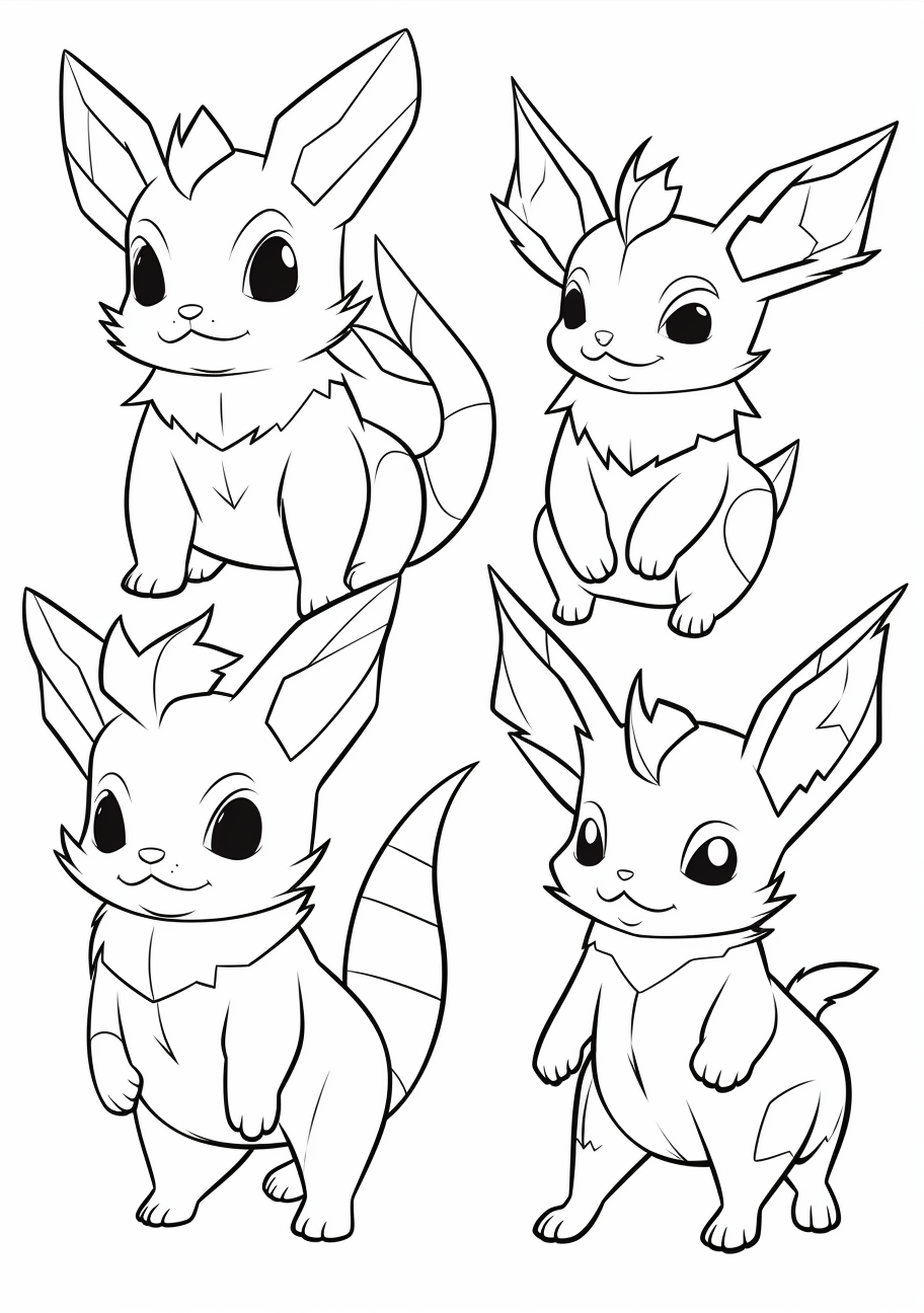 A progression from Pichu to Pikachu and finally Raichu; simple and clear design. printable coloring page, black and white, free download