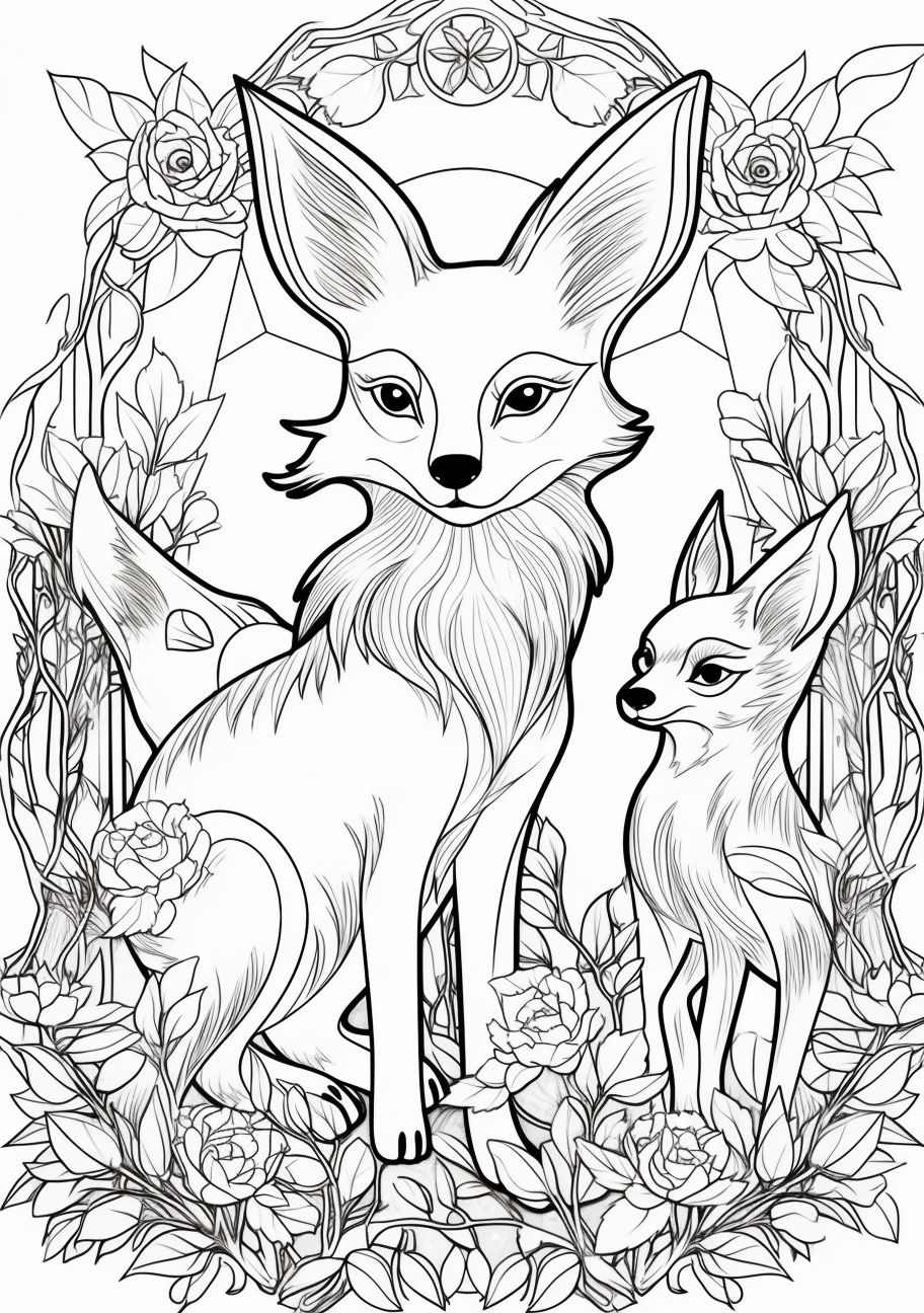 Features Eevee's transformations connected to different elements; simple outlines. printable coloring page, black and white, free download
