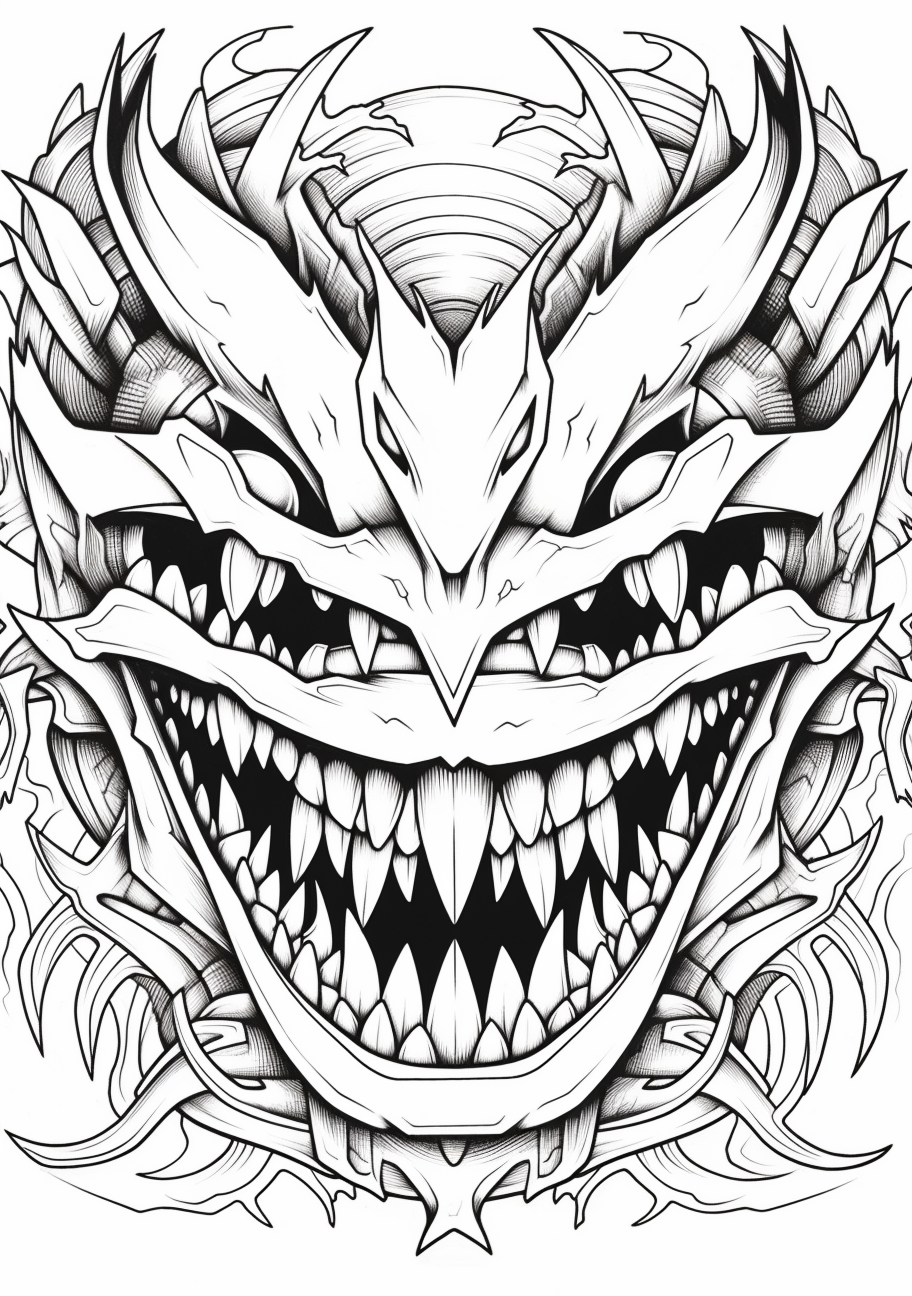 True-to-life Mega Gengar posture; intricate details and complex designs. printable coloring page, black and white, free download