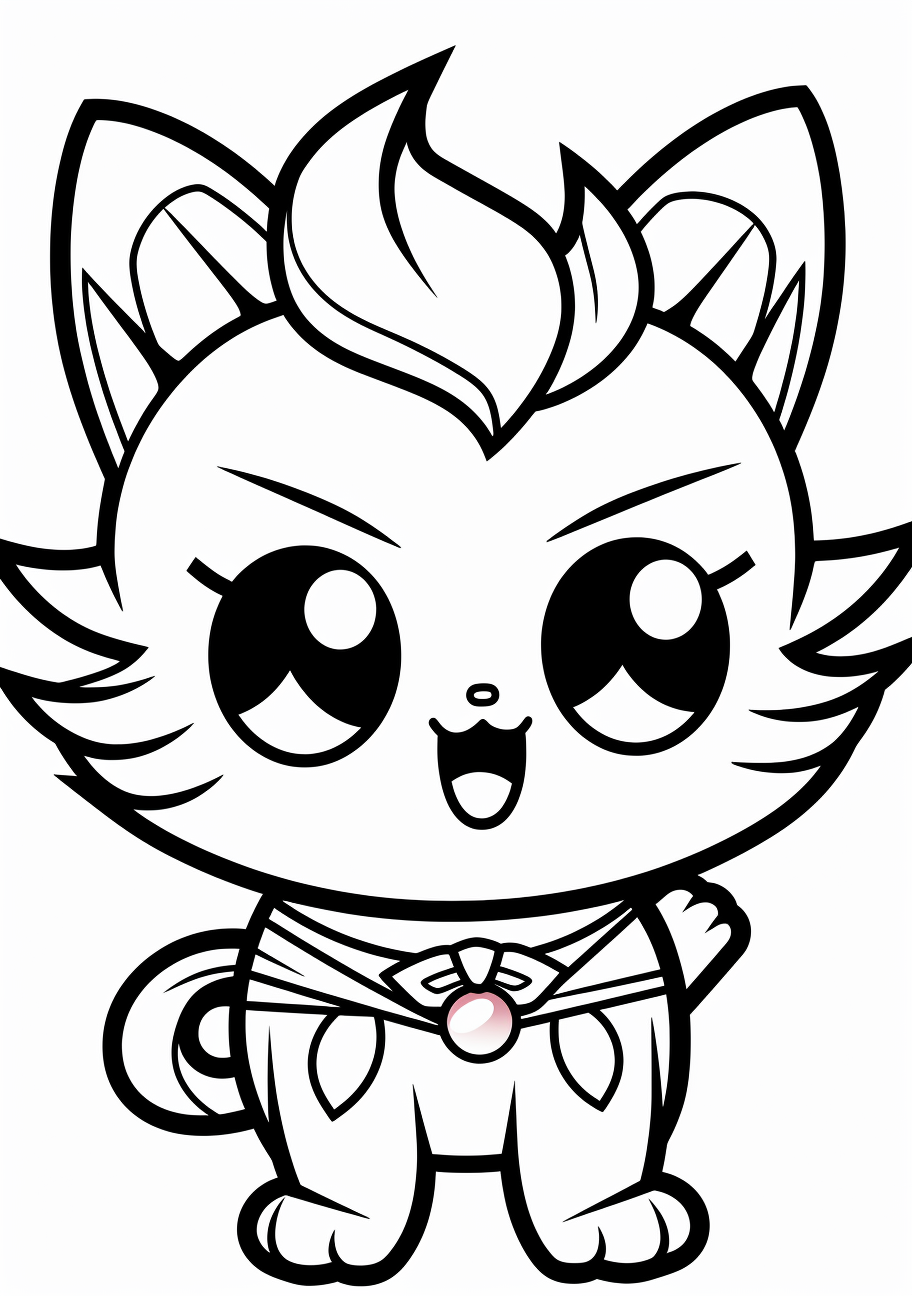 Illustration of Jigglypuff in a hilarious scene; clean outlines and simple forms. printable coloring page, black and white, free download