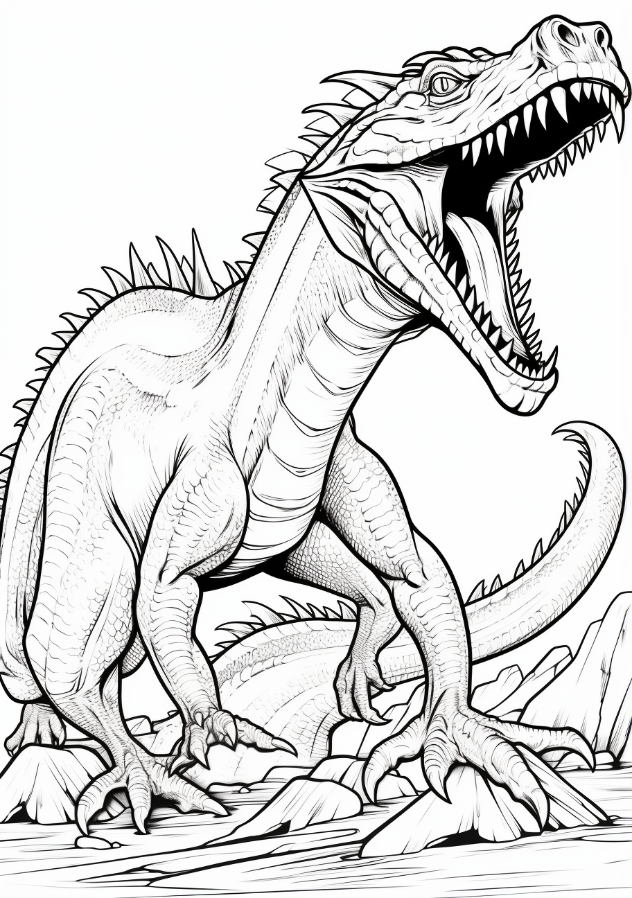 Portrait of a roaring dragon; detailed scales and sharp teeth are evident.printable coloring page, black and white, free download