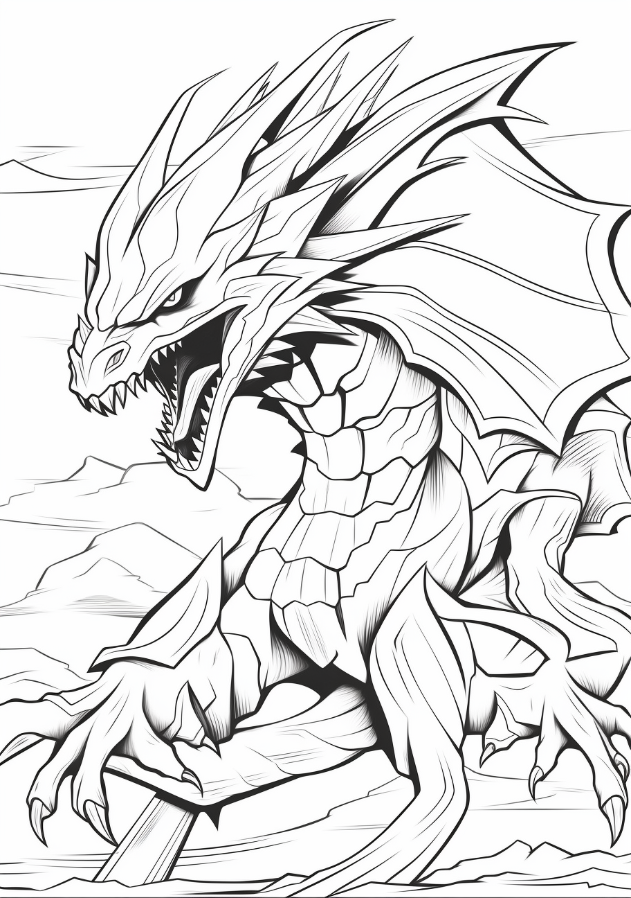 Coloring sheet depicting Moltres Pokemon soaring the sky; characterized by simple outlines. printable coloring page, black and white, free download