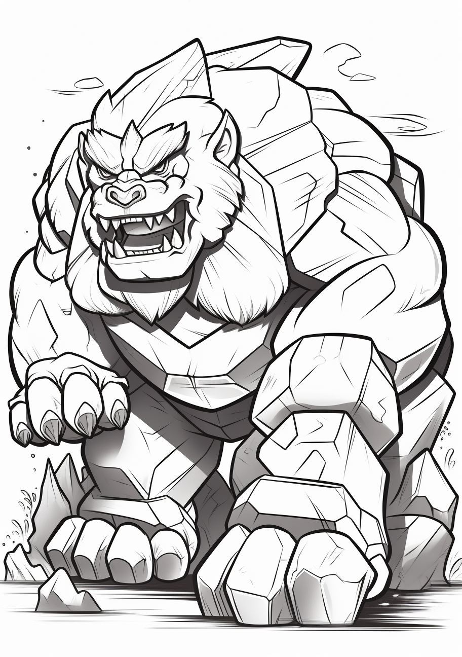 Outlined drawing of Groudon, the legendary Pokemon, with emphasis on its rugged, tectonic-like surface. printable coloring page, black and white, free download