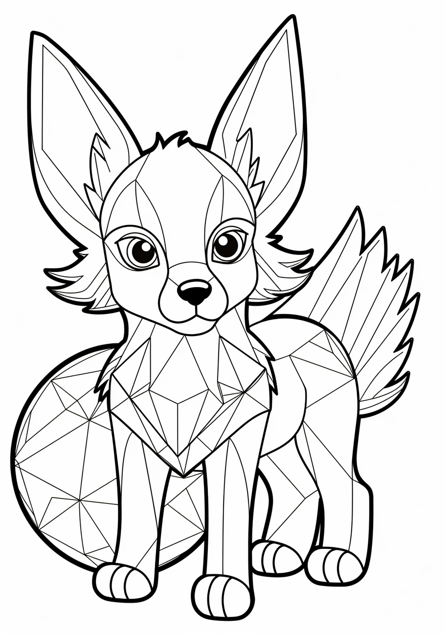 Eevee alongside a Poké Ball; clean lines and simple shapes. printable coloring page, black and white, free download
