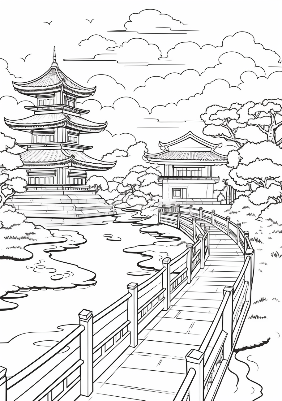 Easy and simple design of an anime fantasy world; smooth outlines and less complex details.