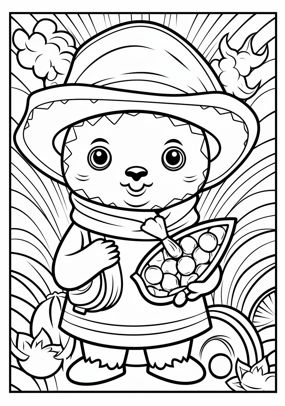 Image featuring a bunny holding a carrot; uncomplicated lines.printable coloring page, black and white, free download