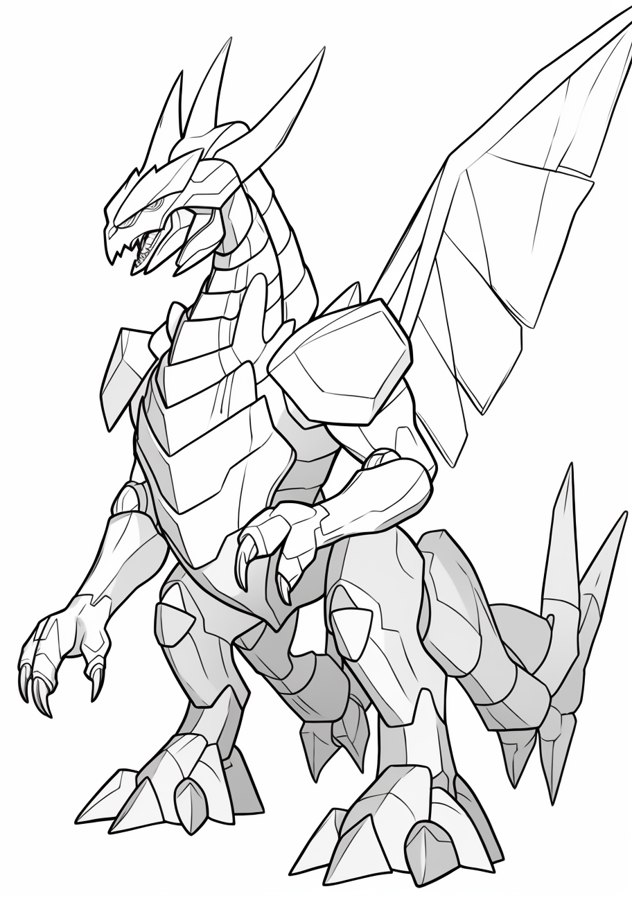 Moltres drawn majestically with sharp, detailed fiery wings. printable coloring page, black and white, free download