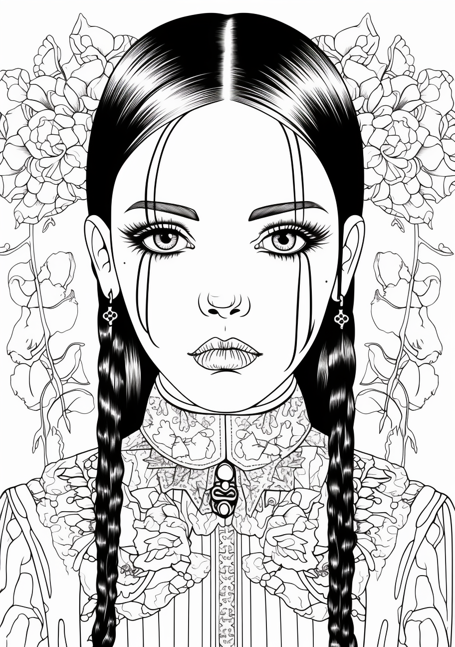Coloring Pages Of Wednesday Addams - Adult, Kids, Printable on Hero: Coloring Pages Of Wednesday Addams - Adult, Kids, Printable
