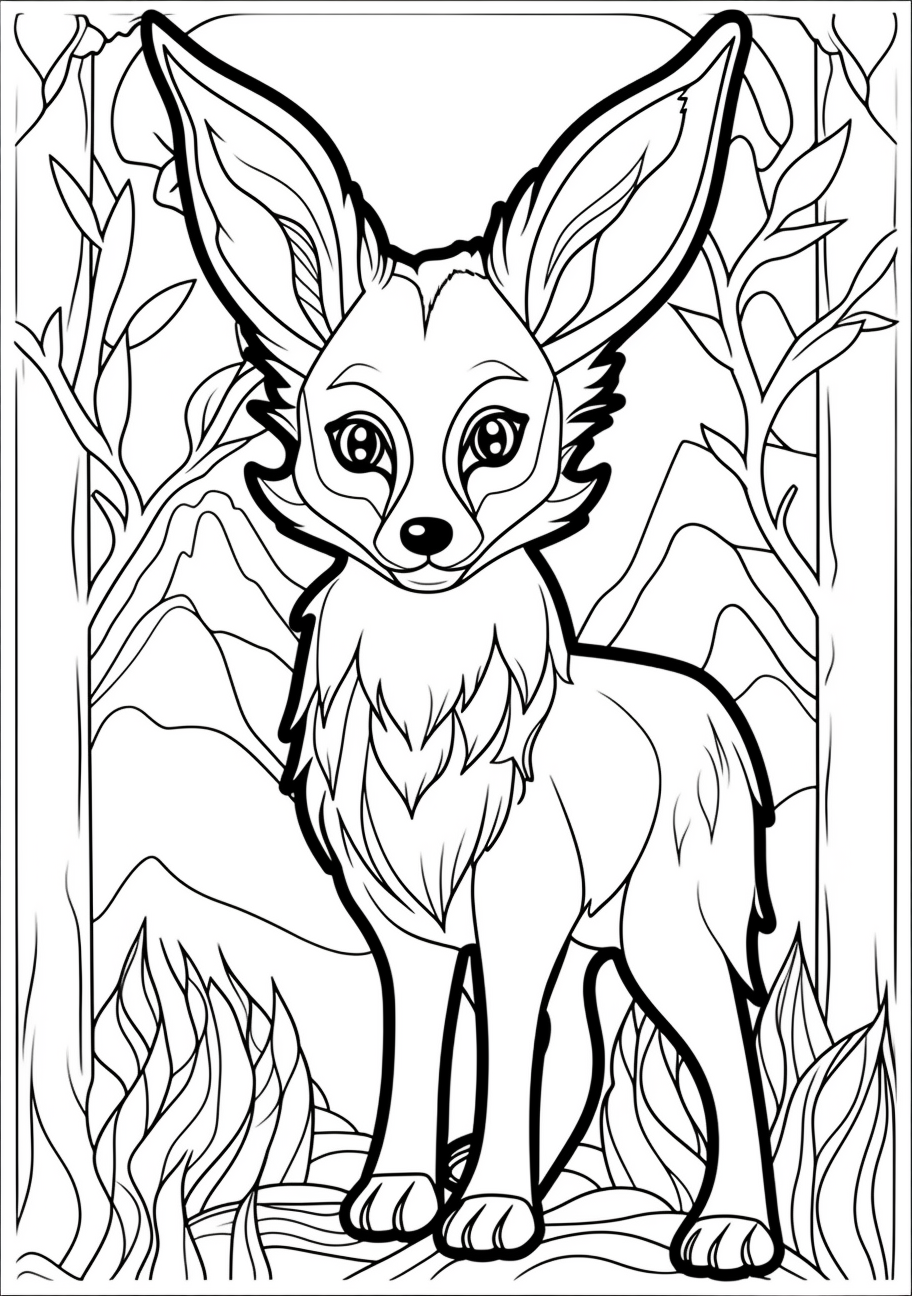 Showcases the spectacular grandeur of Eevee evolutions; bold outlines with intricate patterns. printable coloring page, black and white, free download