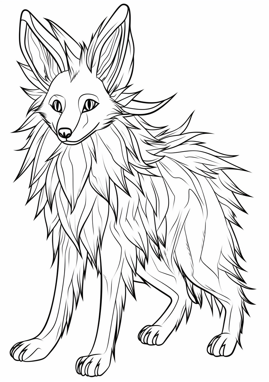 Electric-themed Jolteon from Eevee Evolution; energetic poses and intricate patterns. printable coloring page, black and white, free download