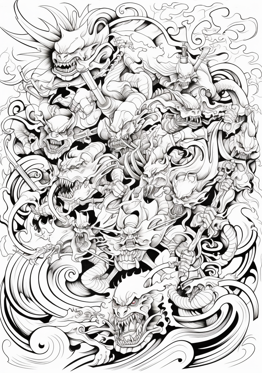 Final form Pokemon in combat stances; dramatic poses, detailed Pikachu evolution designs. printable coloring page, black and white, free download